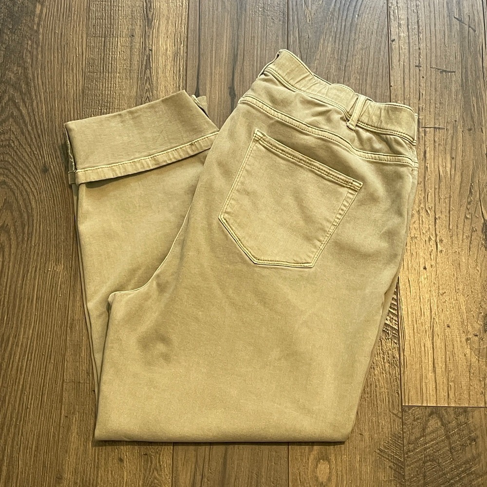J.Jill Denim Women 16 High-Rise Cropped Khaki Tan Cuffed Stretch Pants WPT244581